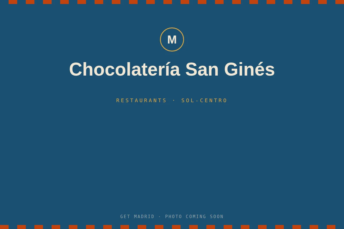 Churros and a cup of thick hot chocolate at Chocolateria San Gines in Madrid