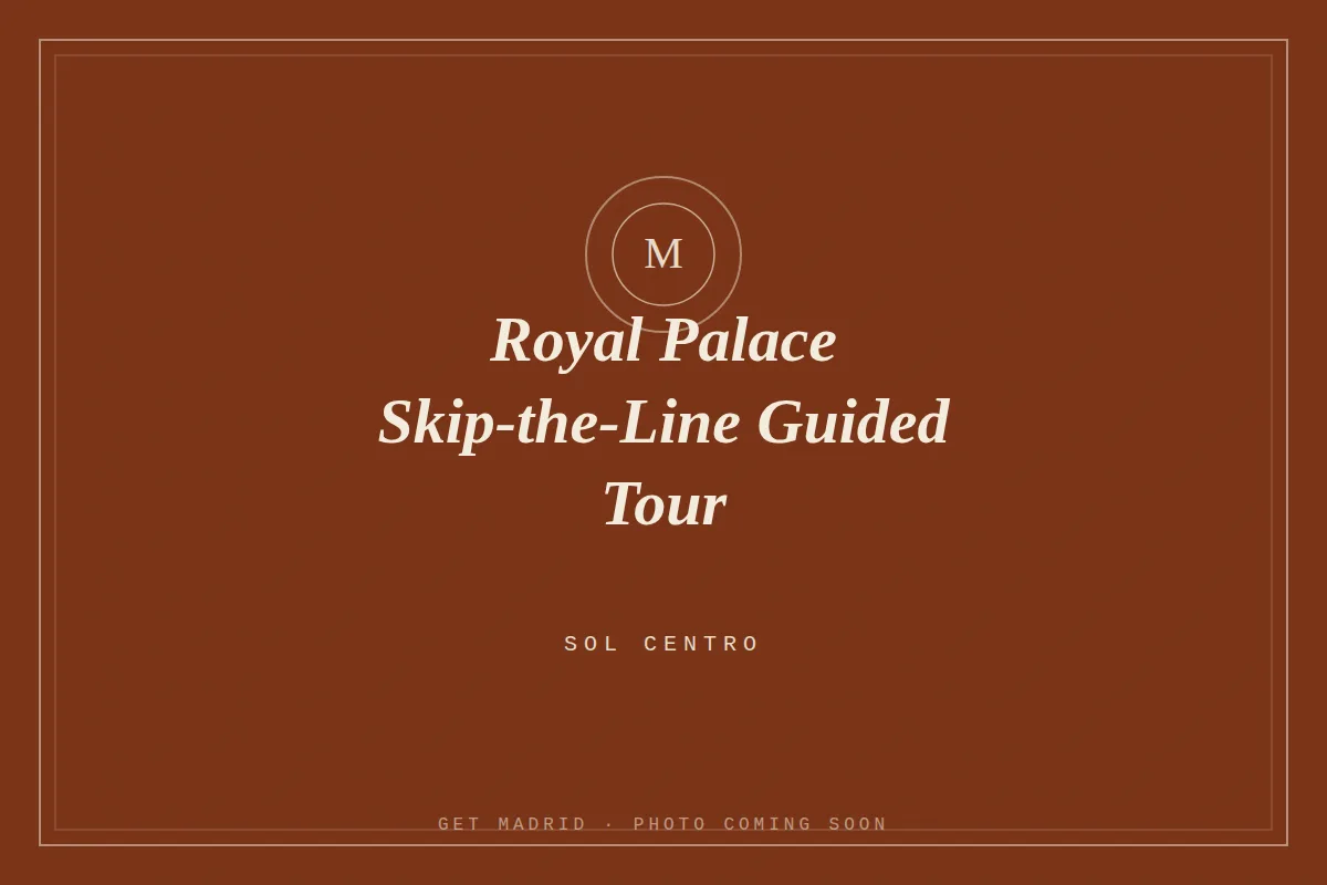 Guide leading a small group through a state room in the Royal Palace of Madrid